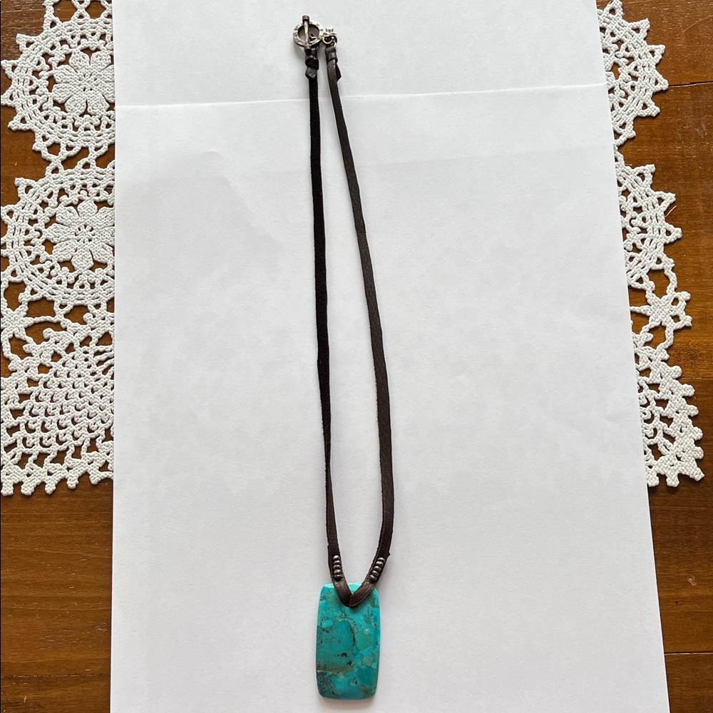 Sundance Turquoise Pendant on Dark Brown Cord